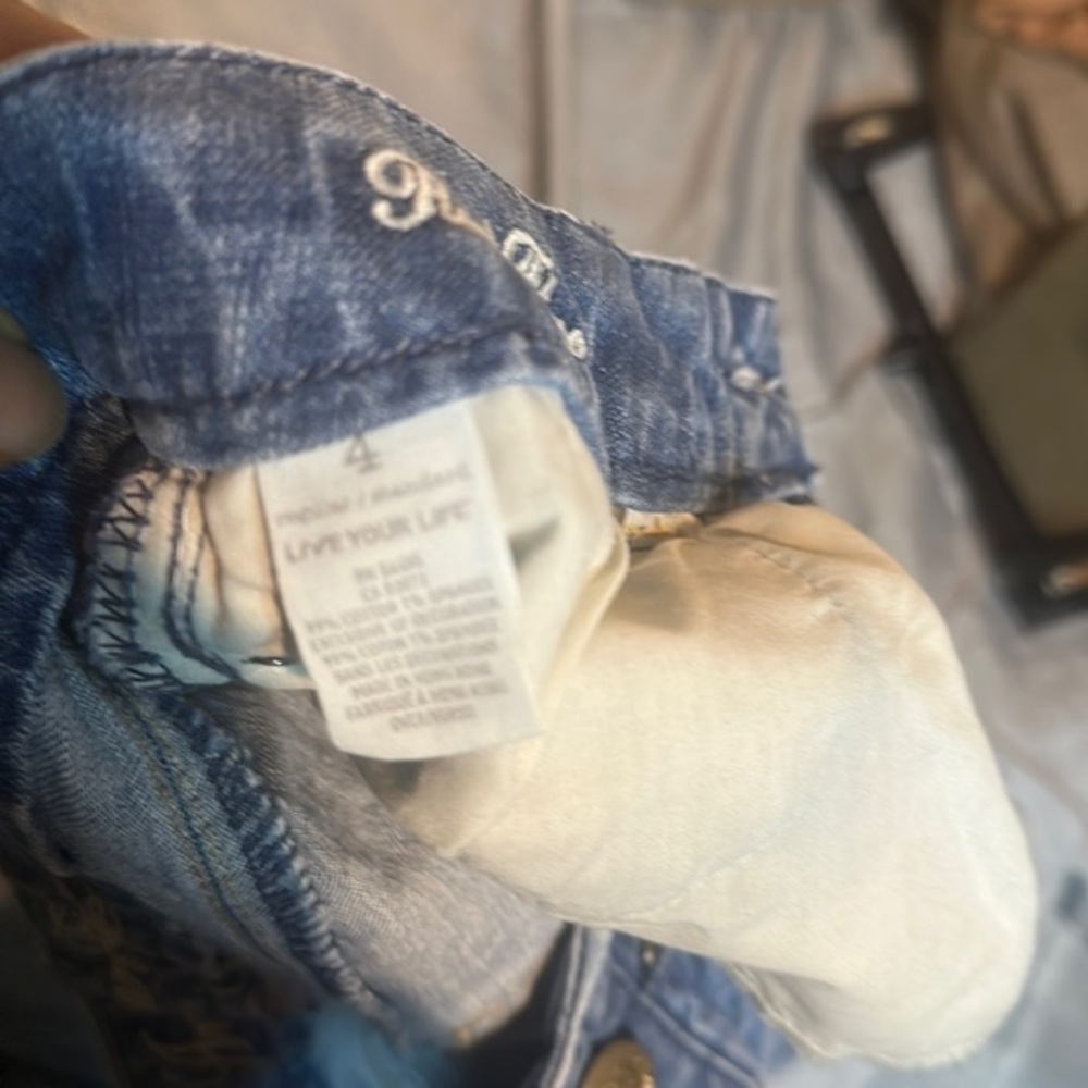 Real Flare‎ Jeans Size 4 Medium Wash Raw Hem  Denim Size 4 / Girls 14 - Picture 4 of 7